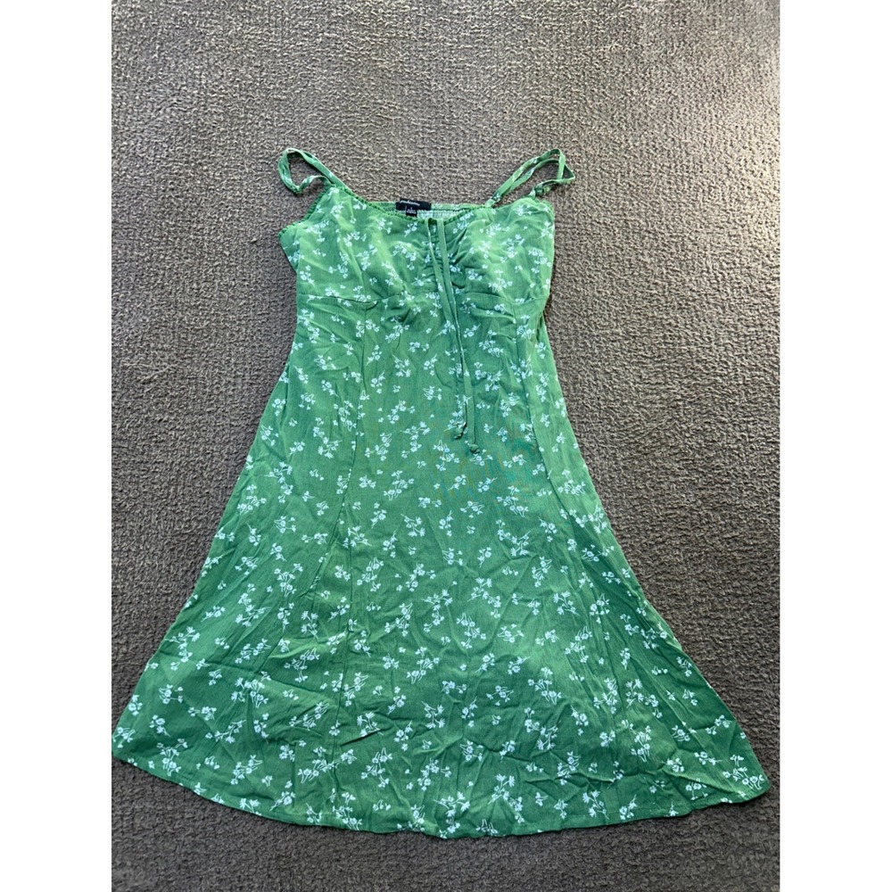 Ambiance Green Floral Smocked Back Sundress Adjustable Straps Large 76956-1